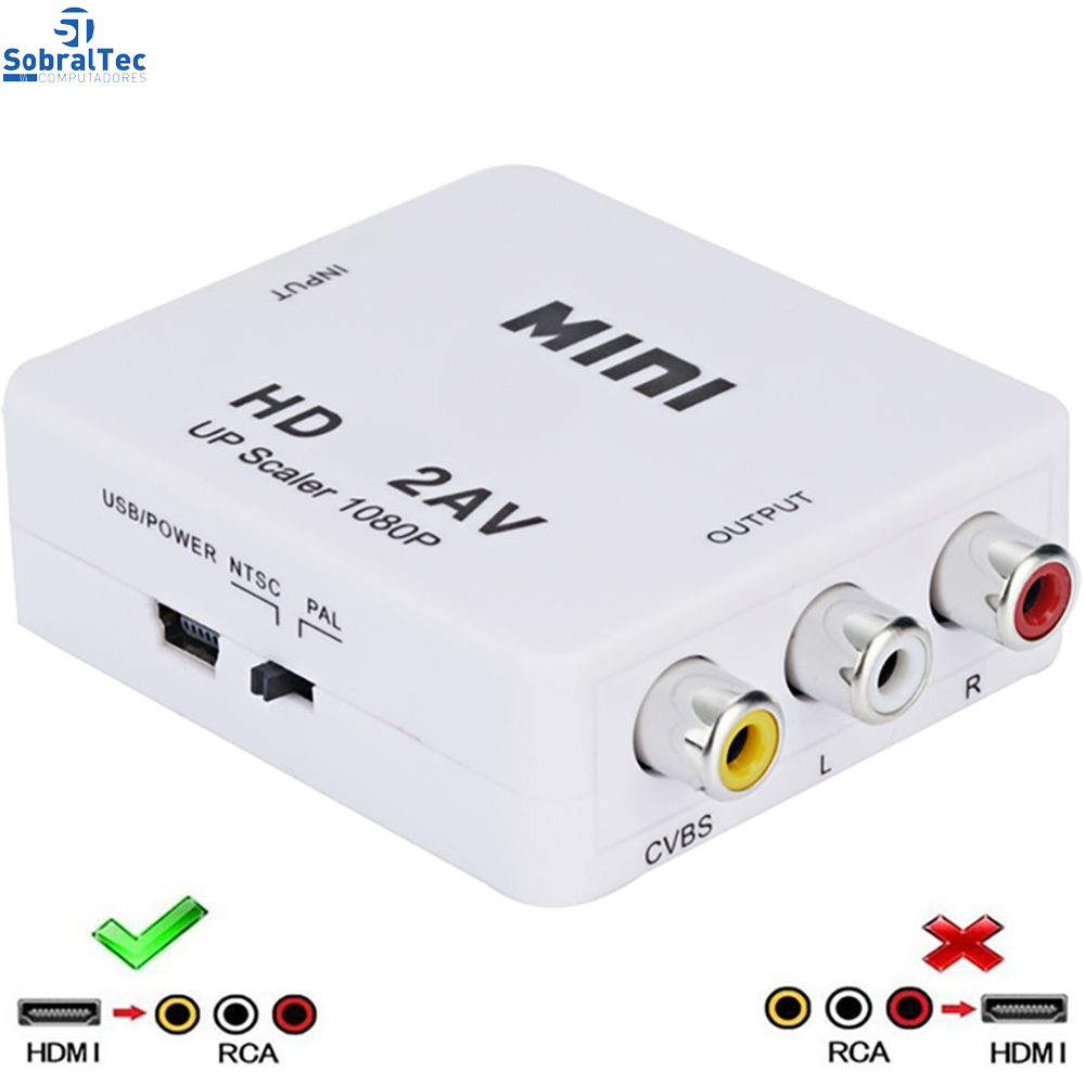 Mini Adaptador Conversor De Hdmi Para Video Composto 3rca Av